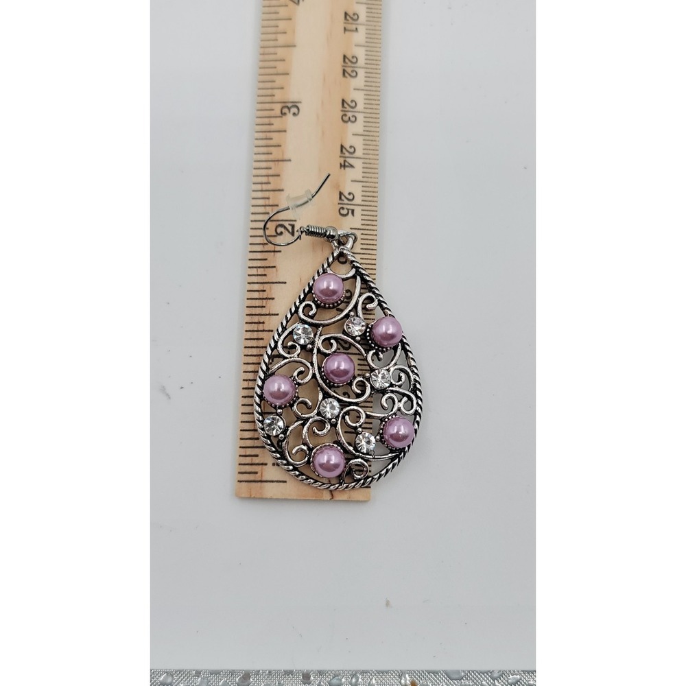 Paparazzi Go With The Florals Purple Hinged Bracelet & Earring Set - Picture 4 of 7